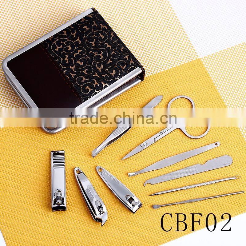CBF02 OEM factory price newly 9 pcs stainless steel nail manicure sets