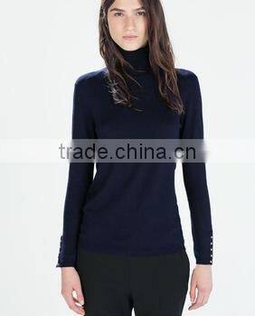 woolen sweater designs for ladies,choker high collar sweater or women with cotton , colorful knitted sweater