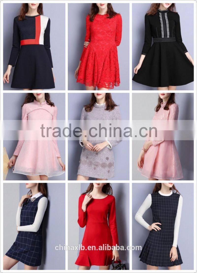 european women clothing big size woman winter grid dress