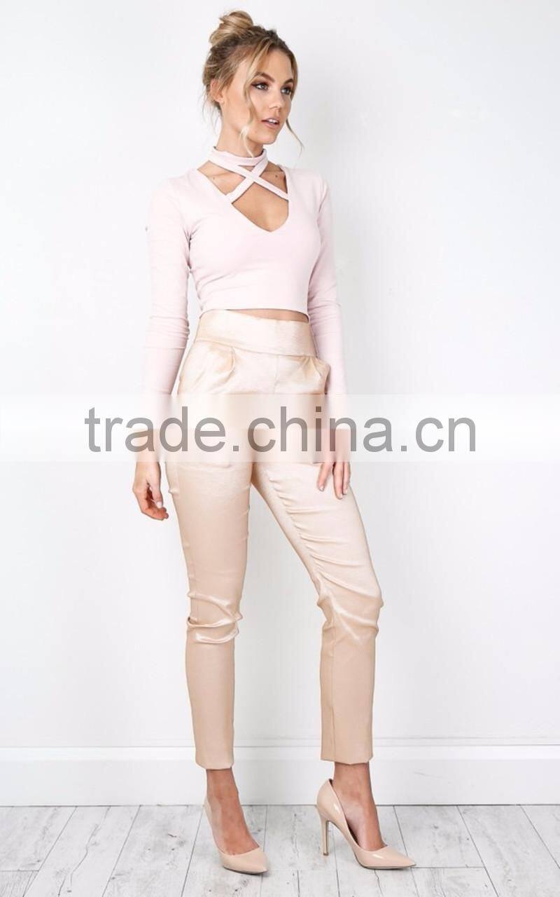 Wholesale 2017 Fashion Clothing long Sleeve Design Women Top With v Neckline