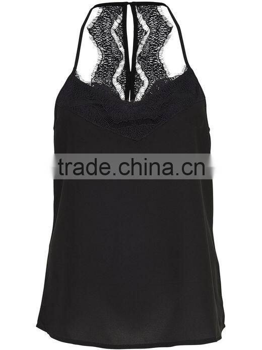 guangzhou fashion detailed lace sleeveless tank tops