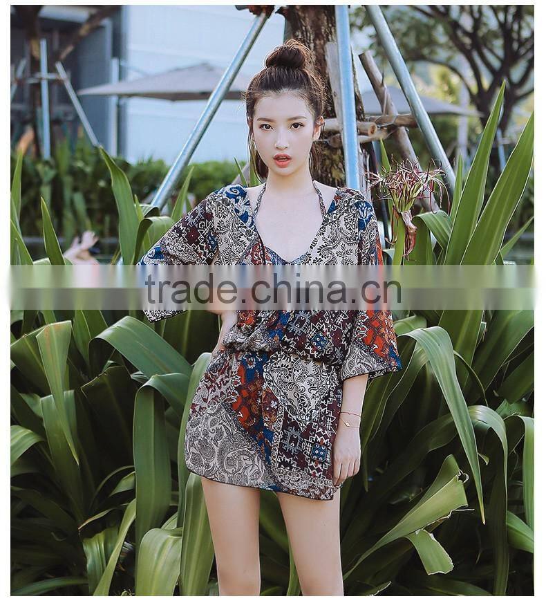 Three pieces bikini sets bohemia school girls beach wear