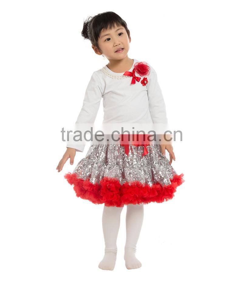 Princess baby girls tops designs sequin skirt boutique outfits for baby girl