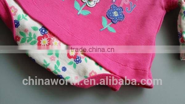 lovely follower printing baby girl rompers baby T-shirt rompers for long sleeve