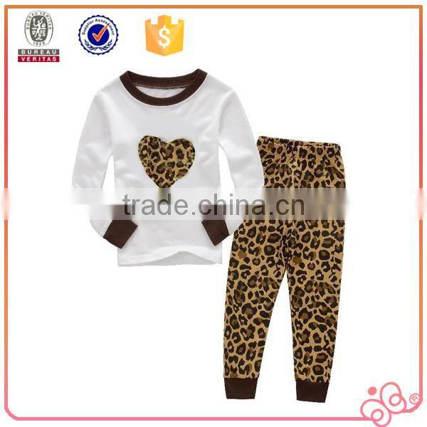 2016 hot sale 100% cotton pajamas lovely girl clothing