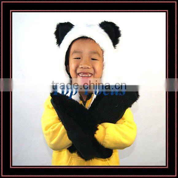 HIGH QUALITY FLUFFY FAUX FUR ANIMAL HOOD BABY HATS PANDA