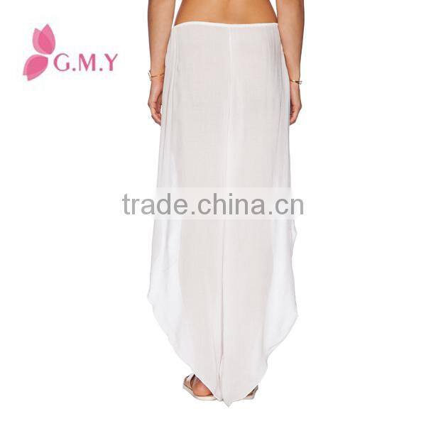 Chiffon pants for women specil cutting with fork at side elastic waist Bohemian style clothing bulk production