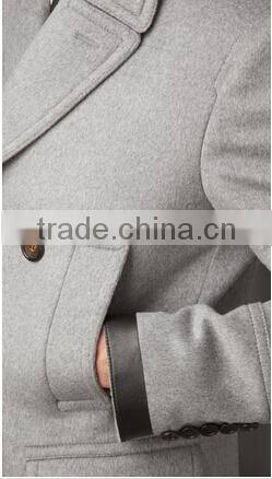 2017 Men Coat offwhite color black hem joint fashion design