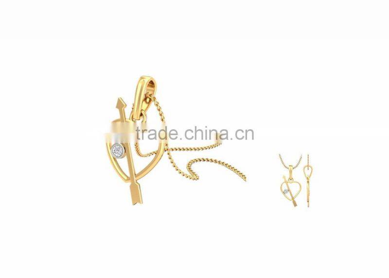 Indian Design Gold Plated Single CZ Stud Heart Pendant