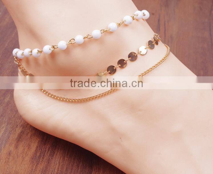 Retro tree leaf anklet high end turquoise leaf foot jewelry new design leaf anklet for 2016 promotional items