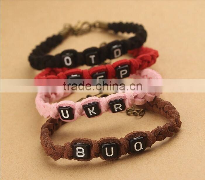 love charm leather bracelet love letter charm leather bangle custom charm leather bracelet