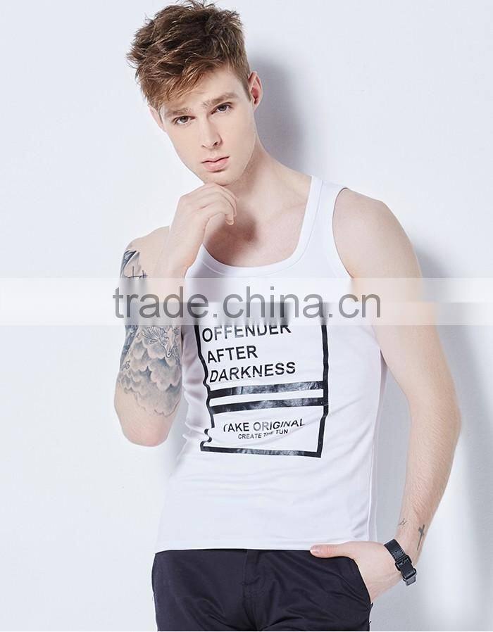 White printed 95% cotton 5% spandex tank top