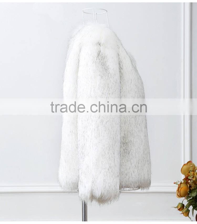 New Women's Faux Fox Fur Beige Gradual Color Black / Coffee Tip Jacket Coat Long Hairy Shaggy Outwear Autumn Winter Tops