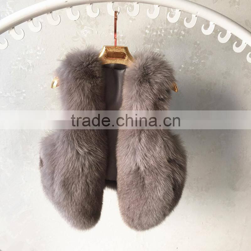 2016 full genuine leather real fox fur coat female short design fox fur vest slim waistcoat women fur