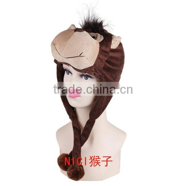 Fashion custom animal hats with paws plush animal head hat