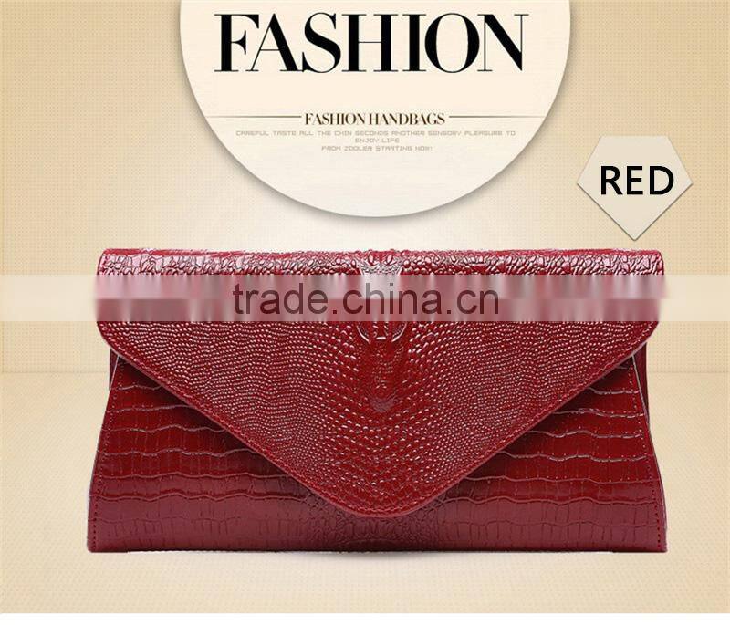 Women Clutch Bags Vintage Leather Crocodile Pattern Envelope Shoulder Ladies Small Messenger Bag