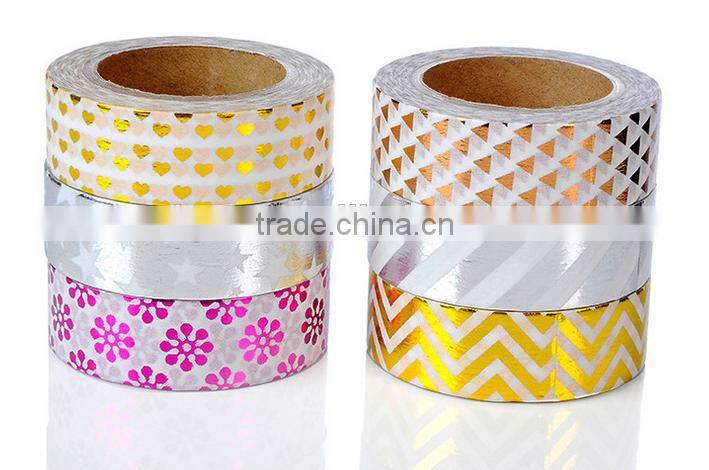 6 pure colors washi tape one set adhesive paper gold stamping carton packing