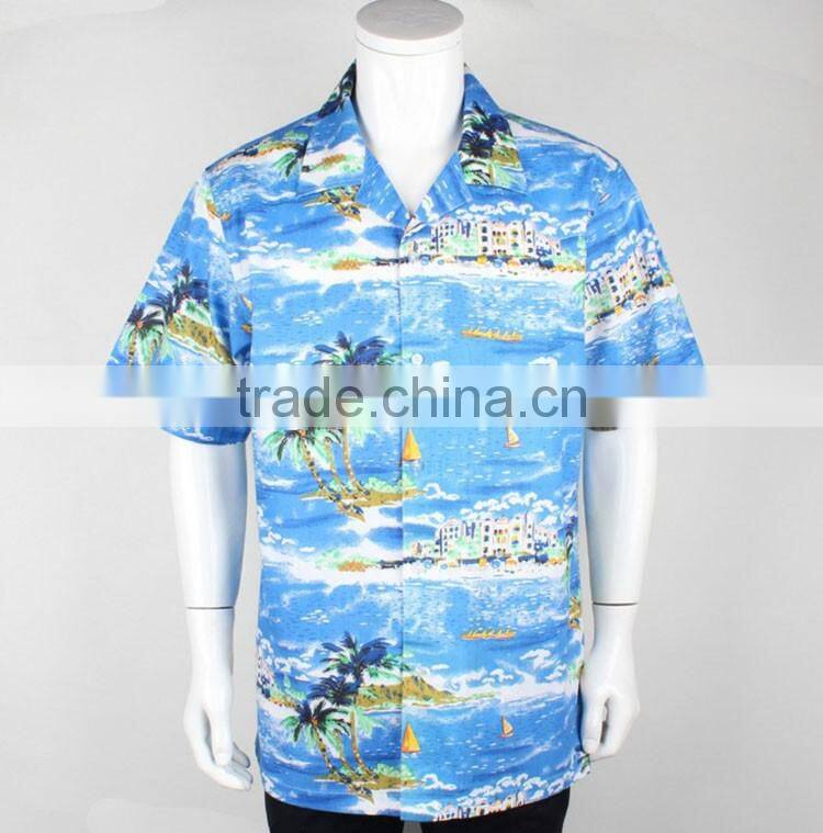 All over print cotton mens hawaiian aloha shirt
