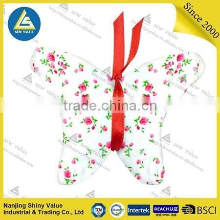 Butterfly shape custom printing type sewing pin cushion with ribbon