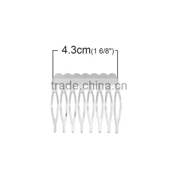 Iron Based Alloy Hair Clips Findings Comb Silver Tone 43mm x 39mm