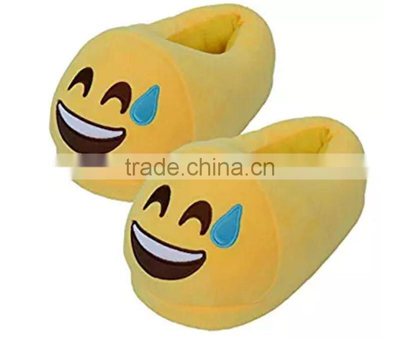 Factory supply custom cute plush emoji slipper for women