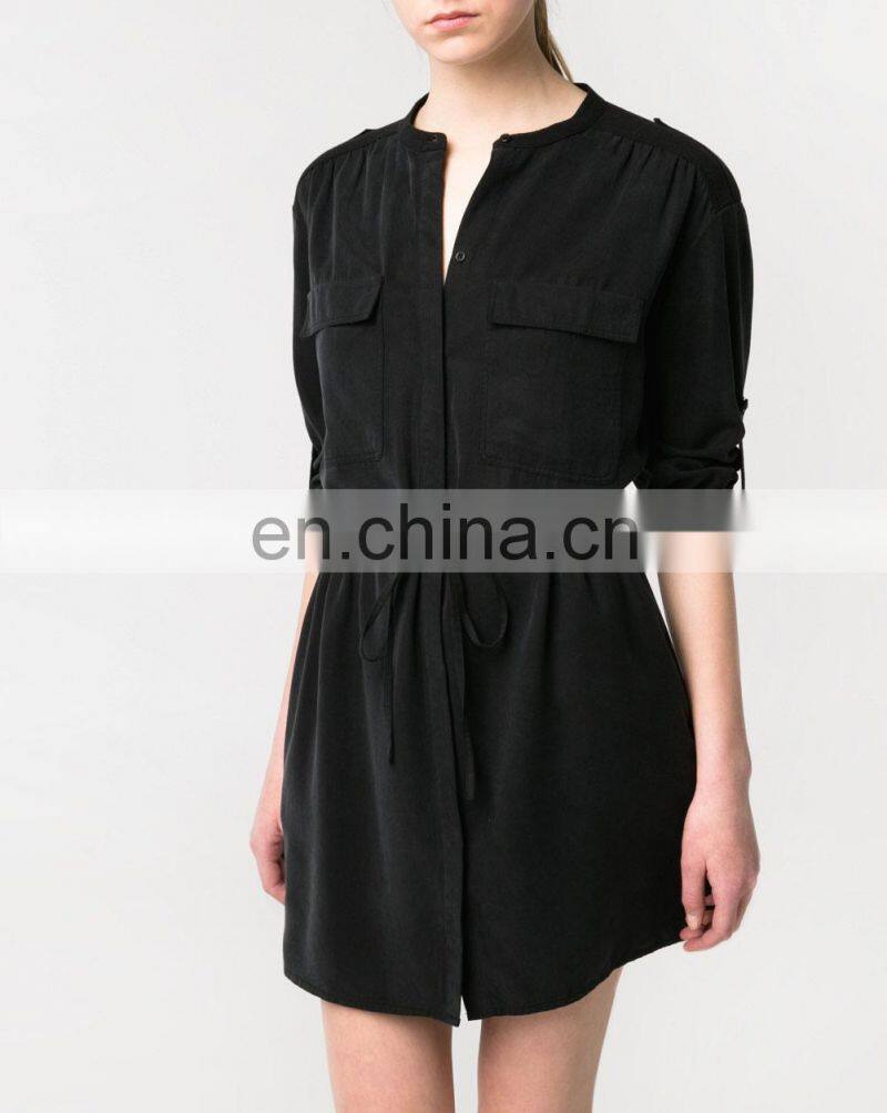 2017 China manufacturer Customized plus size long sleeve Blank Cotton Shirt Dress