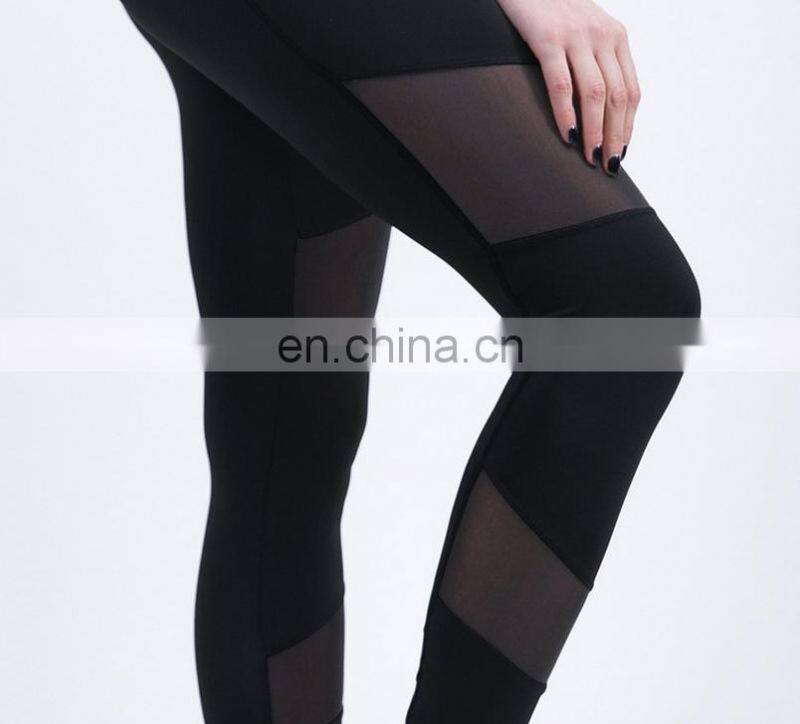 OEM Fashion women's yoga wear mesh insert fitness leggings wholesale sport leggings