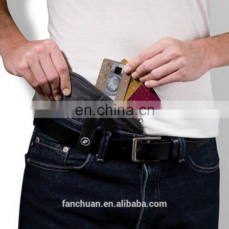 Black Color RFID Nylon Hidden Secret Money Belt