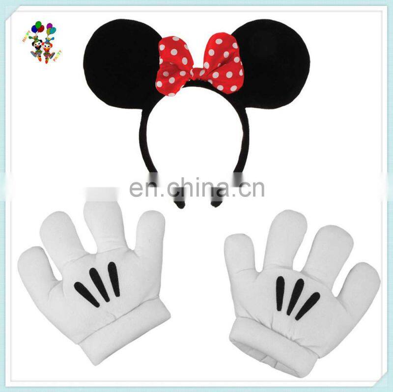 Children Unisex Party Minnie Mouse Ears Headband and Gloves Set HPC-0722