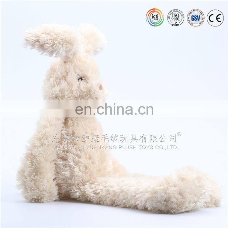OEM sitting long ears brown soft plush rabbit toy with bag
