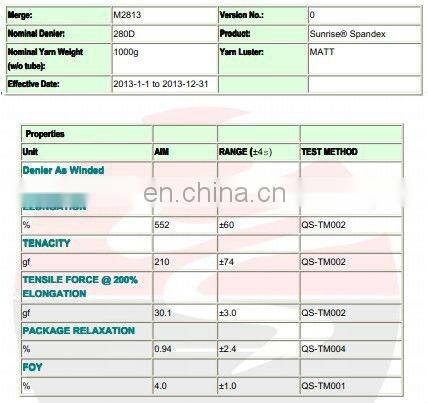 AA grade 280D spandex yarn for medical bandage