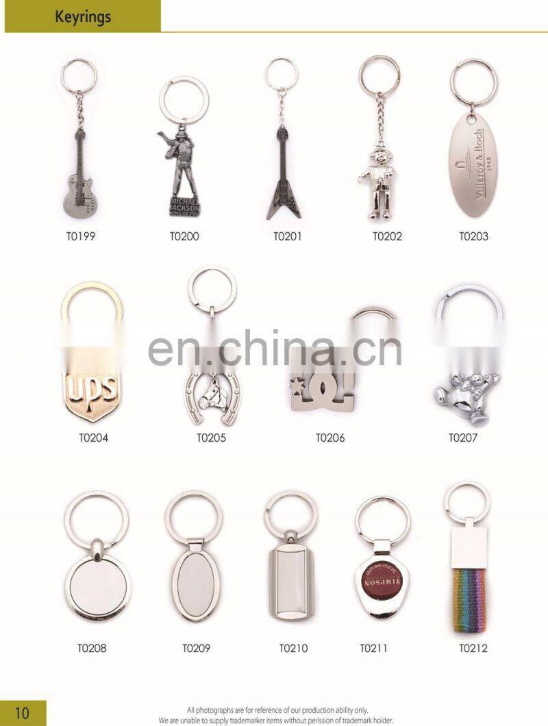 China supplier custom made leather keychains with metal charm