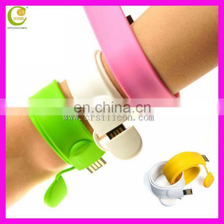 Anniversary Unisex Promotional Gift Silicone Bracelet Usb Silicone Wristband Slap Band Usb Flash Drive