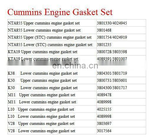 cummins nt855 overhaul gasket kit 3801330 3801468