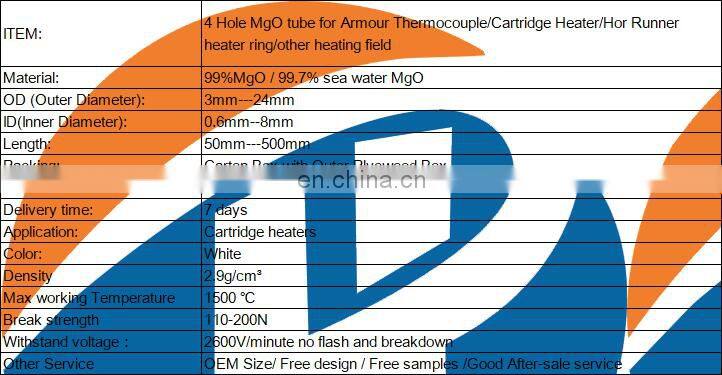 Four Hole of Same Size MgO Tube