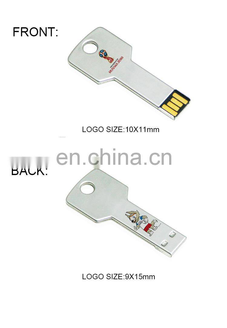 Metal custom logo white key shape stick flash usb, low price special 8gb minions