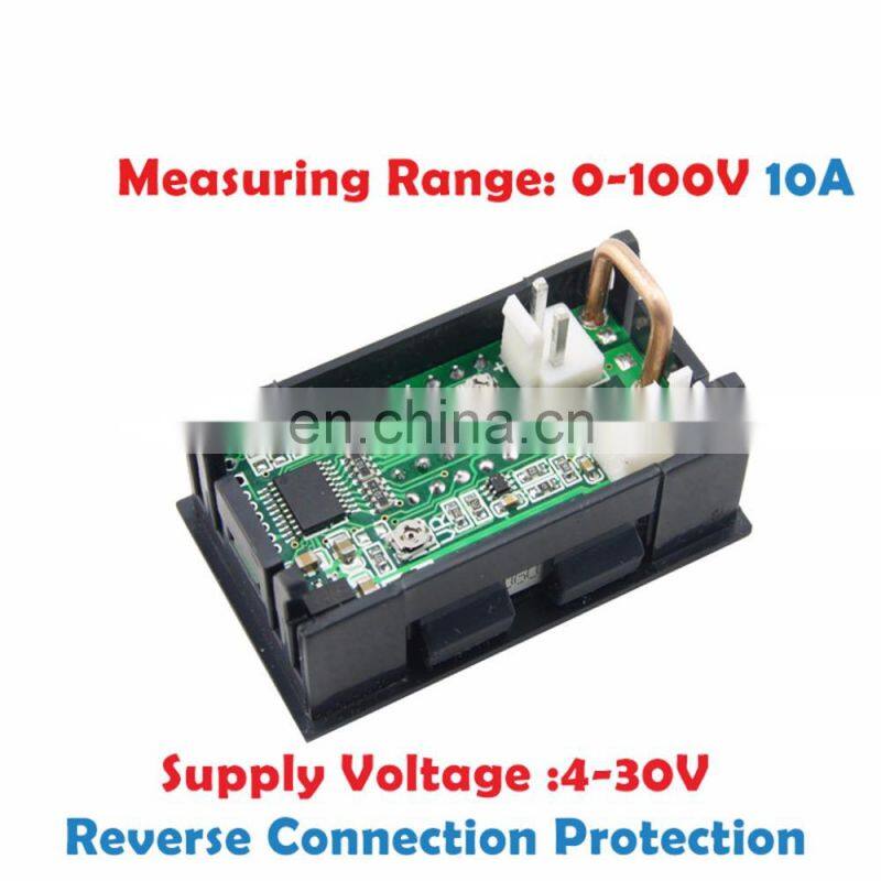 0.28 inch Digital DC 4 Bit DC 100V 10A Voltmeter Ammeter Voltage Current Meter Tester Tools