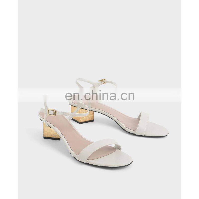 Latest sandals designs for ladies sculptural chrome heels sandals shoes with ankle strap women shoe