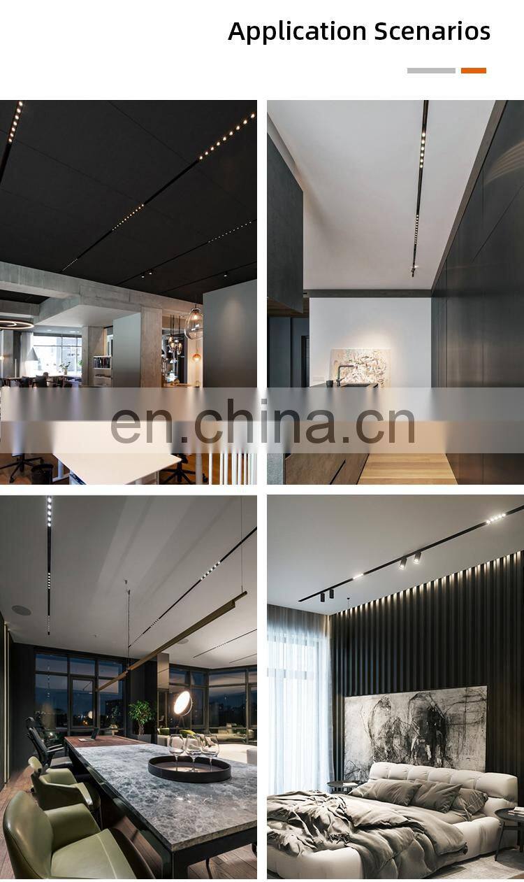 HUAYI Modern Living Room Interior Aluminum Black Magnetic Mounted Grille Light LED Track Light