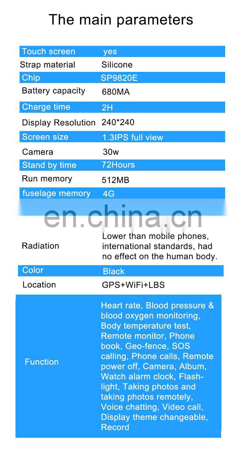 4G Network, 8G ROM Memory Kids gps smart watch, SOS Video Call Mobile phones Smartwatch for Children