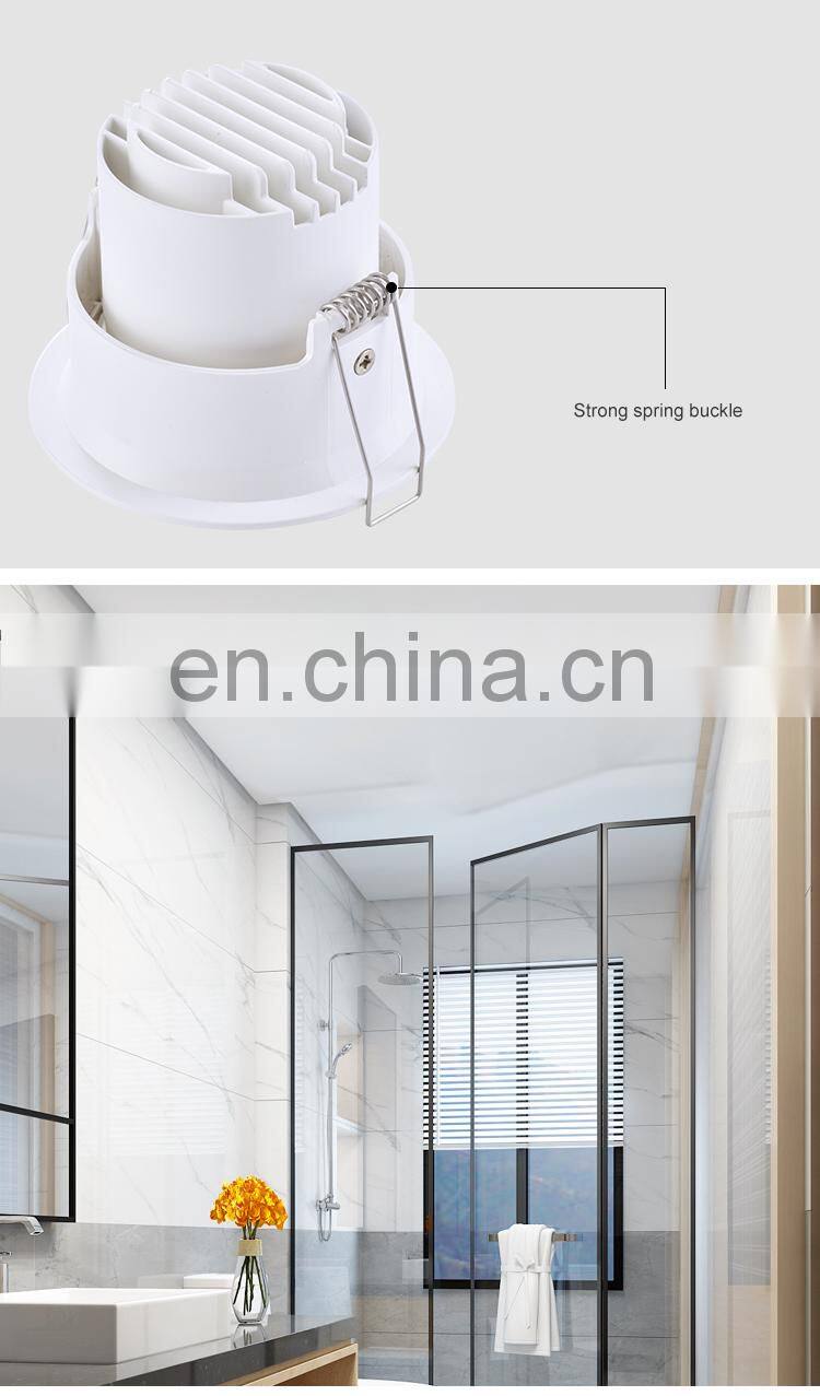 HUAYI China Manufacturer White Color Pc Dimming 6w Indoor Living Room Shop Recessed Mounted Led Spotlight