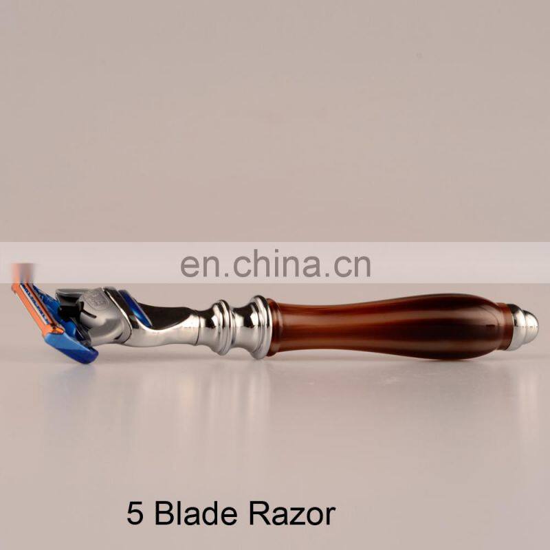 custom deluxe mens 3 blade reusable bamboo safety razor handle