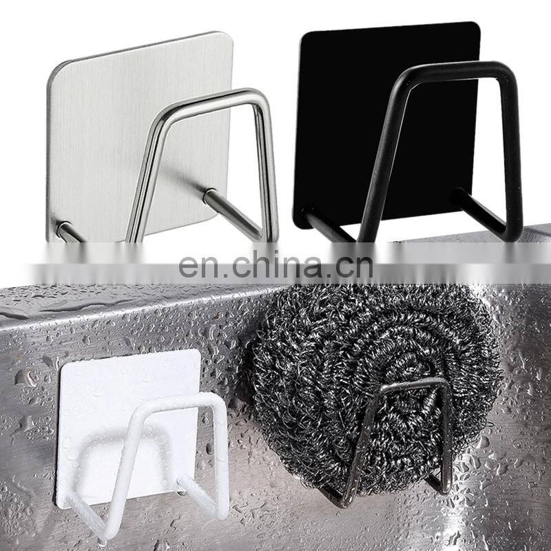 304 Stainless Steel Sink Sponges Holder Self Adhesive Drain Drying Rack Kitchen Wall Hooks Accessories Storage Organizer