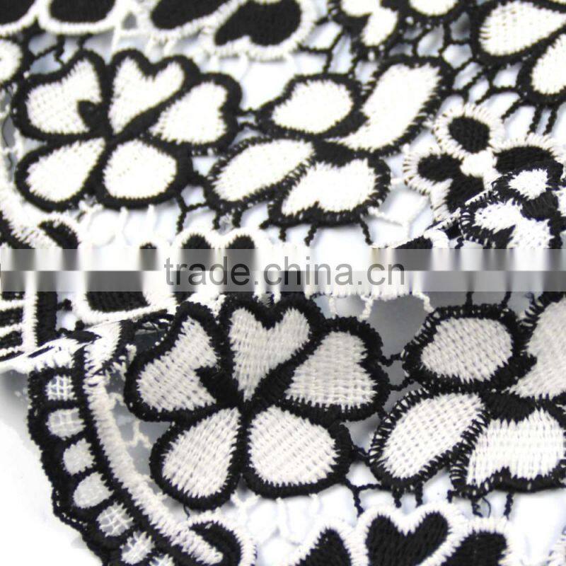 Wholesale products china black and white flower embroidered accessories water soluble lace fabric