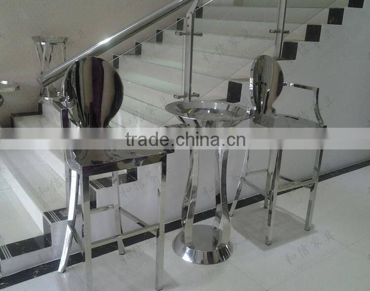 Modern stainless steel handrails 4 legs bar chair