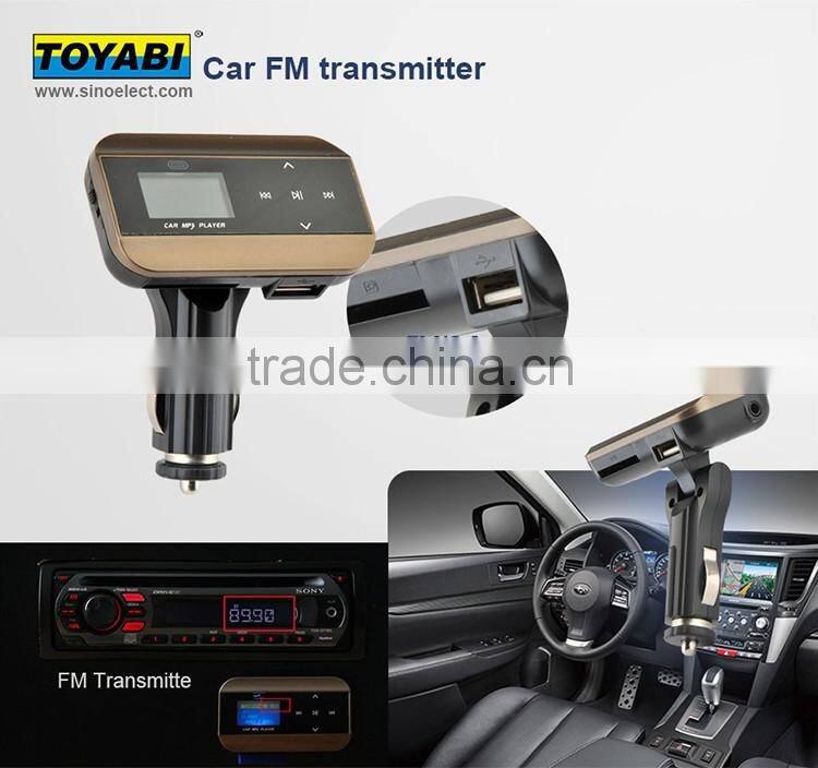 Car FM Transmitter Kit with Car Charging USB Charging and LCD display the songs name