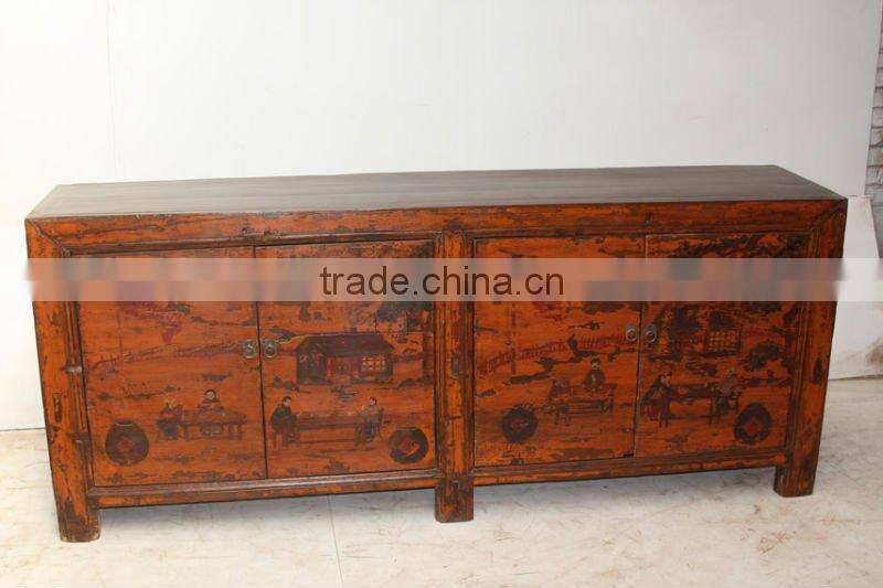 Chinese Antique Painting Four Door Cabinet