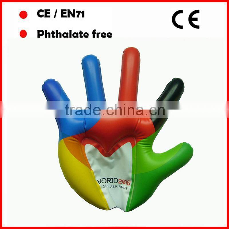 The black PVC LOGO can be customized inflatable hand