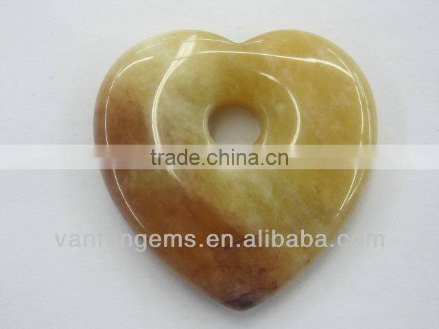 Wholesale 35*6mm heart shape Soft Yellow Jade pendant