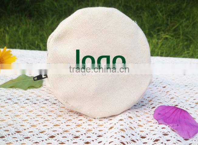 factory directly round cotton zipper bag can print customer logo